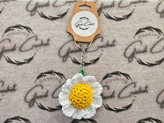 Crochet 3D Daisy keyring