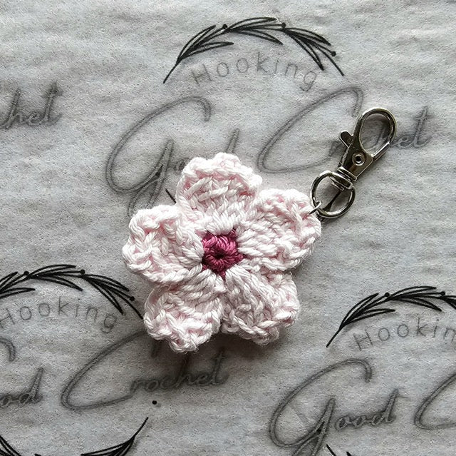 Crochet Cherry blossom bag charm
