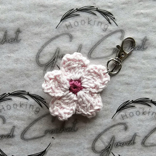 Crochet Cherry blossom bag charm